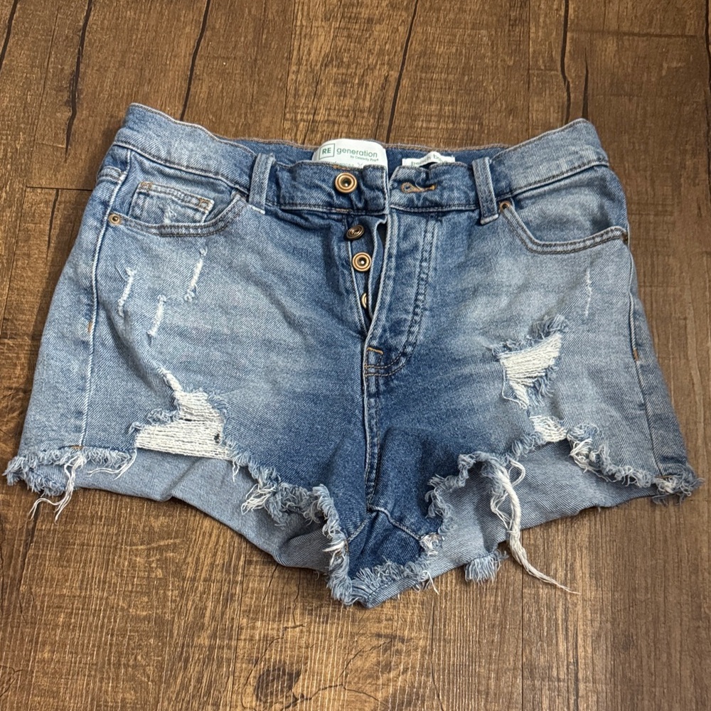 GENERATION Y Blue Ripped Jean Shorts